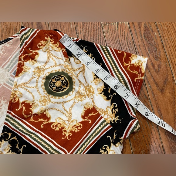 Eye Candy Geometric Wrap Blouse in Black, Brown, and Gold - Picture 9 of 10